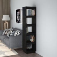 Vidaxl Book Cabinet/Room Divider Black 15.7X13.8X65.7 Solid Wood Pine