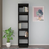 Vidaxl Book Cabinet/Room Divider Black 15.7X13.8X65.7 Solid Wood Pine