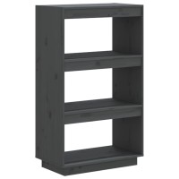 Vidaxl Book Cabinet/Room Divider Gray 23.6X13.8X40.6 Solid Wood Pine