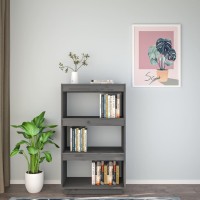 Vidaxl Book Cabinet/Room Divider Gray 23.6X13.8X40.6 Solid Wood Pine