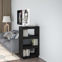 Vidaxl Book Cabinet/Room Divider Black 23.6X13.8X40.6 Solid Wood Pine