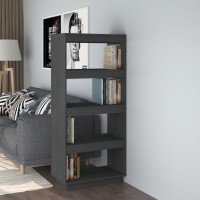 Vidaxl Book Cabinet/Room Divider Gray 23.6X13.8X53.1 Solid Wood Pine