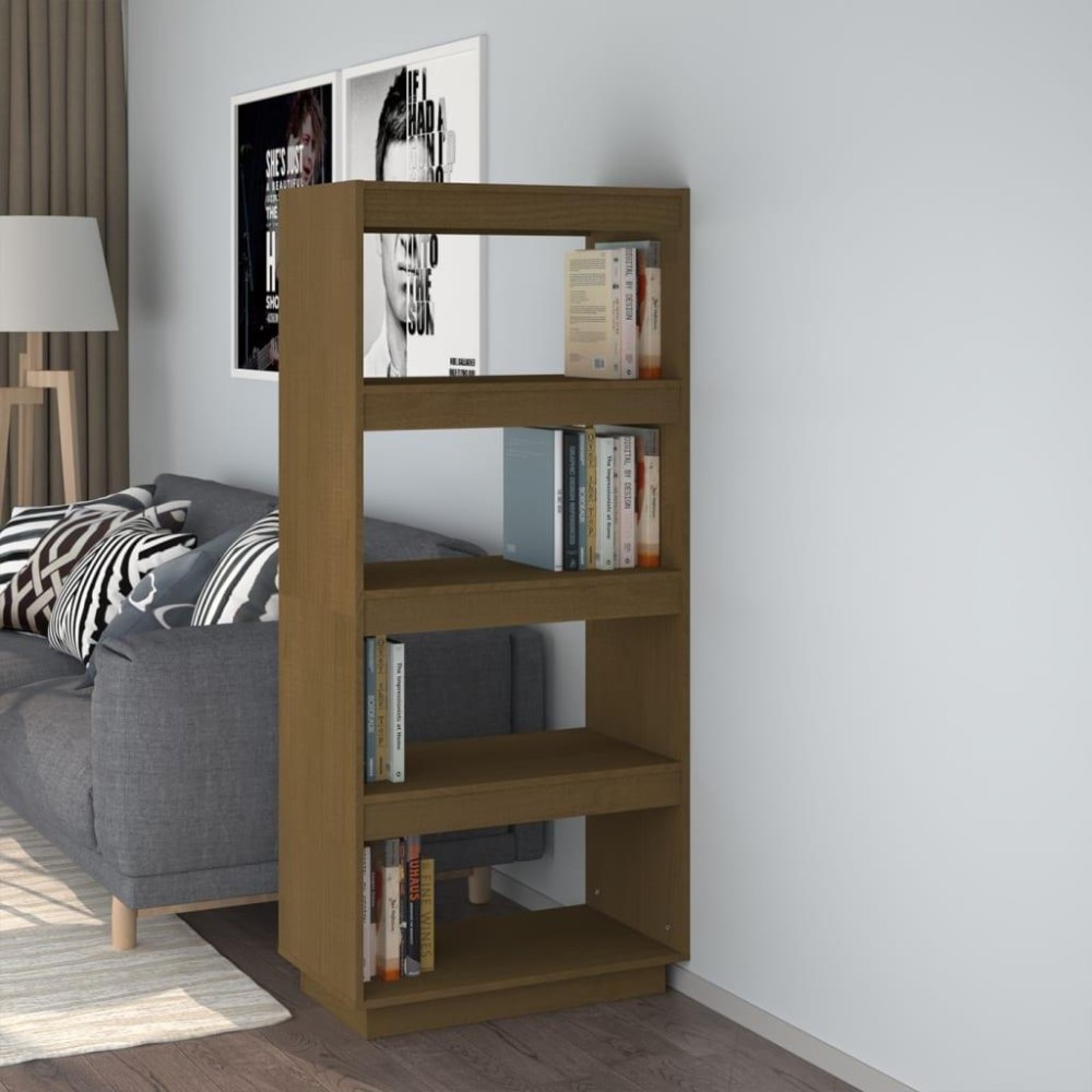 Vidaxl Book Cabinet/Room Divider Honey Brown 23.6X13.8X53.1 Solid Wood Pine