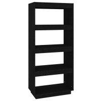 Vidaxl Book Cabinet/Room Divider Black 23.6X13.8X53.1 Solid Wood Pine