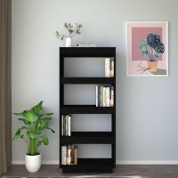 Vidaxl Book Cabinet/Room Divider Black 23.6X13.8X53.1 Solid Wood Pine