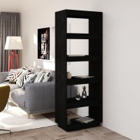 Vidaxl Book Cabinet/Room Divider Black 23.6X13.8X65.7 Solid Wood Pine