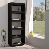 Vidaxl Book Cabinet/Room Divider Black 23.6X13.8X65.7 Solid Wood Pine