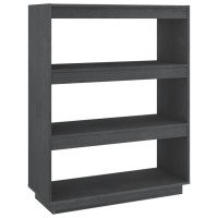 Vidaxl Book Cabinet/Room Divider Gray 31.5X13.8X40.6 Solid Wood Pine
