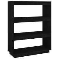 Vidaxl Book Cabinet/Room Divider Black 31.5X13.8X40.6 Solid Wood Pine