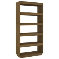 Vidaxl Book Cabinet/Room Divider Honey Brown 31.5X13.8X65.7 Solid Wood Pine