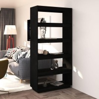 Vidaxl Book Cabinet/Room Divider Black 31.5X13.8X65.7 Solid Wood Pine