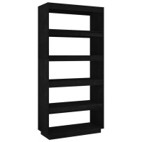 Vidaxl Book Cabinet/Room Divider Black 31.5X13.8X65.7 Solid Wood Pine