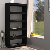 Vidaxl Book Cabinet/Room Divider Black 31.5X13.8X65.7 Solid Wood Pine