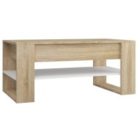 vidaXL Coffee Table White and Sonoma Oak 40.2