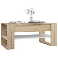 vidaXL Coffee Table White and Sonoma Oak 40.2