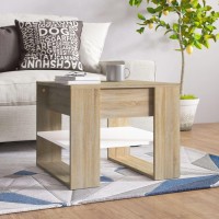 vidaXL Coffee Table White and Sonoma Oak 21.9