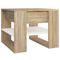 vidaXL Coffee Table White and Sonoma Oak 21.9