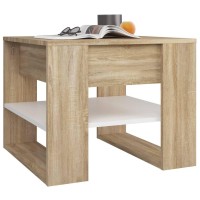 vidaXL Coffee Table White and Sonoma Oak 21.9