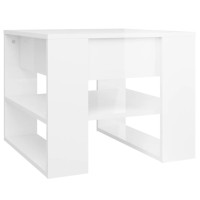 Vidaxl Coffee Table High Gloss White 21.9X21.7X17.7 Engineered Wood