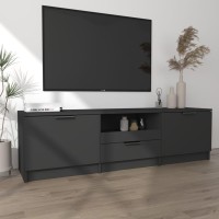 Vidaxl Tv Cabinet Black 55.1X13.8X15.7 Engineered Wood