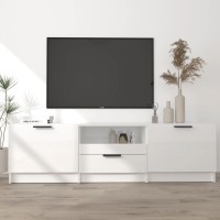 Vidaxl Tv Cabinet High Gloss White 55.1X13.8X15.7 Engineered Wood