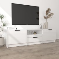 Vidaxl Tv Cabinet High Gloss White 55.1X13.8X15.7 Engineered Wood