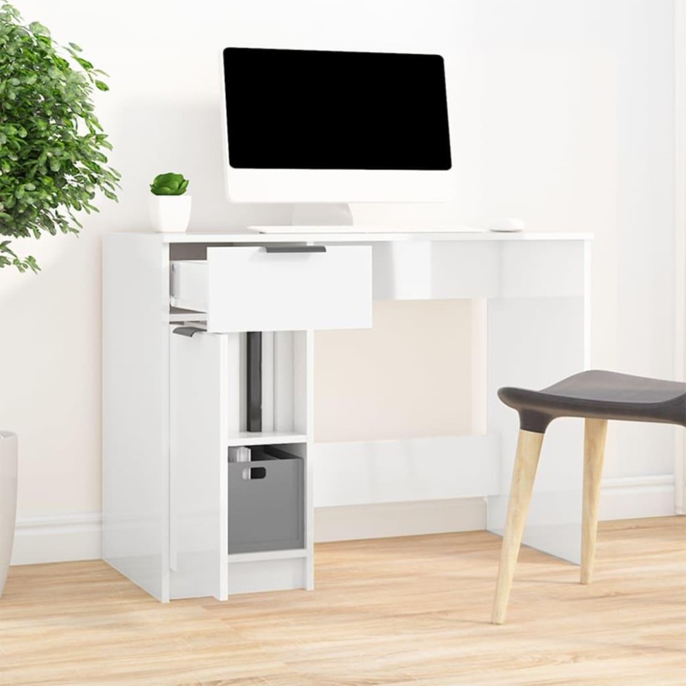 vidaXL Desk High Gloss White 39.4