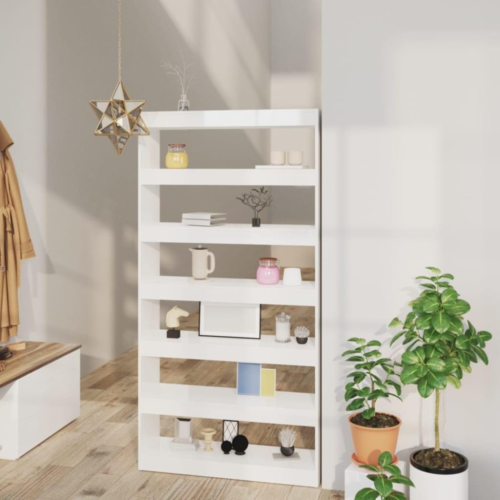 Vidaxl Book Cabinet/Room Divider High Gloss White 39.4X11.8X78 Engineered Wood