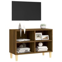 Vidaxl Tv Cabinet With Solid Wood Legs Brown Oak 27.4X11.8X19.7