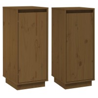 Vidaxl Sideboards 2 Pcs Honey Brown 12.4X13.4X29.5 Solid Wood Pine