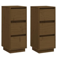 Vidaxl Sideboards 2 Pcs Honey Brown 12.6X13.4X29.5 Solid Wood Pine