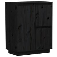 Vidaxl Sideboard Black 23.6X13.4X29.5 Solid Wood Pine