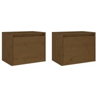 Vidaxl Wall Cabinets 2 Pcs Honey Brown 17.7X11.8X13.8 Solid Wood Pine