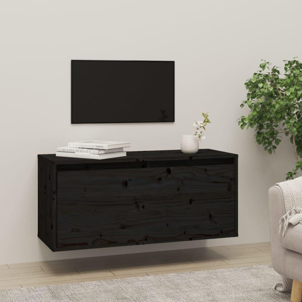 Vidaxl Wall Cabinet Black 31.5X11.8X13.8 Solid Wood Pine