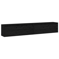 Vidaxl Wall Cabinets 2Pcs Black 39.4X11.8X13.8 Solid Wood Pine