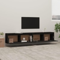 Vidaxl Wall Cabinets 2Pcs Black 39.4X11.8X13.8 Solid Wood Pine
