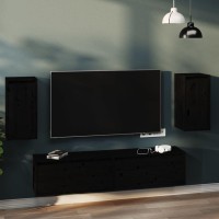 Vidaxl Wall Cabinets 2 Pcs Black 11.8X11.8X23.6 Solid Wood Pine