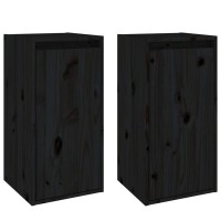 Vidaxl Wall Cabinets 2 Pcs Black 11.8X11.8X23.6 Solid Wood Pine