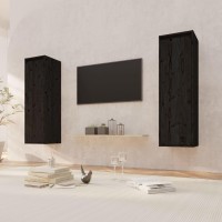 Vidaxl Wall Cabinets 2 Pcs Black 11.8X11.8X39.4 Solid Pinewood