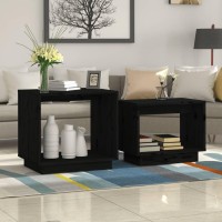 vidaXL Nesting Coffee Tables 2 pcs Black Solid Wood Pine