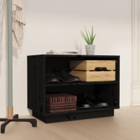 Vidaxl Shoe Cabinet Black 23.6X13.4X17.7 Solid Wood Pine