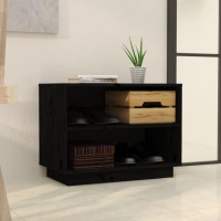 Vidaxl Shoe Cabinet Black 23.6X13.4X17.7 Solid Wood Pine