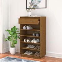 Vidaxl Shoe Cabinet Honey Brown 23.6X13.4X41.3 Solid Wood Pine