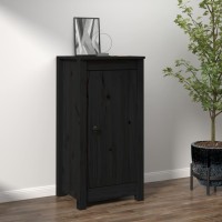 Vidaxl Sideboard Black 15.7X13.8X31.5 Solid Wood Pine