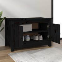 Vidaxl Shoe Cabinet Black 27.6X15X17.9 Solid Wood Pine