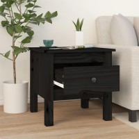 Vidaxl Side Table Black 15.7X15.7X15.4 Solid Wood Pine