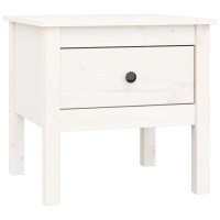 Vidaxl Side Table White 19.7X19.7X19.3 Solid Wood Pine
