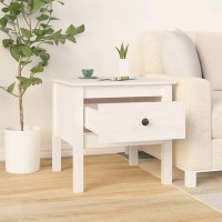 Vidaxl Side Table White 19.7X19.7X19.3 Solid Wood Pine