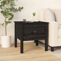 Vidaxl Side Table Black 19.7X19.7X19.3 Solid Wood Pine