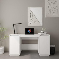 Vidaxl Desk White 55.1X19.7X29.5 Solid Wood Pine